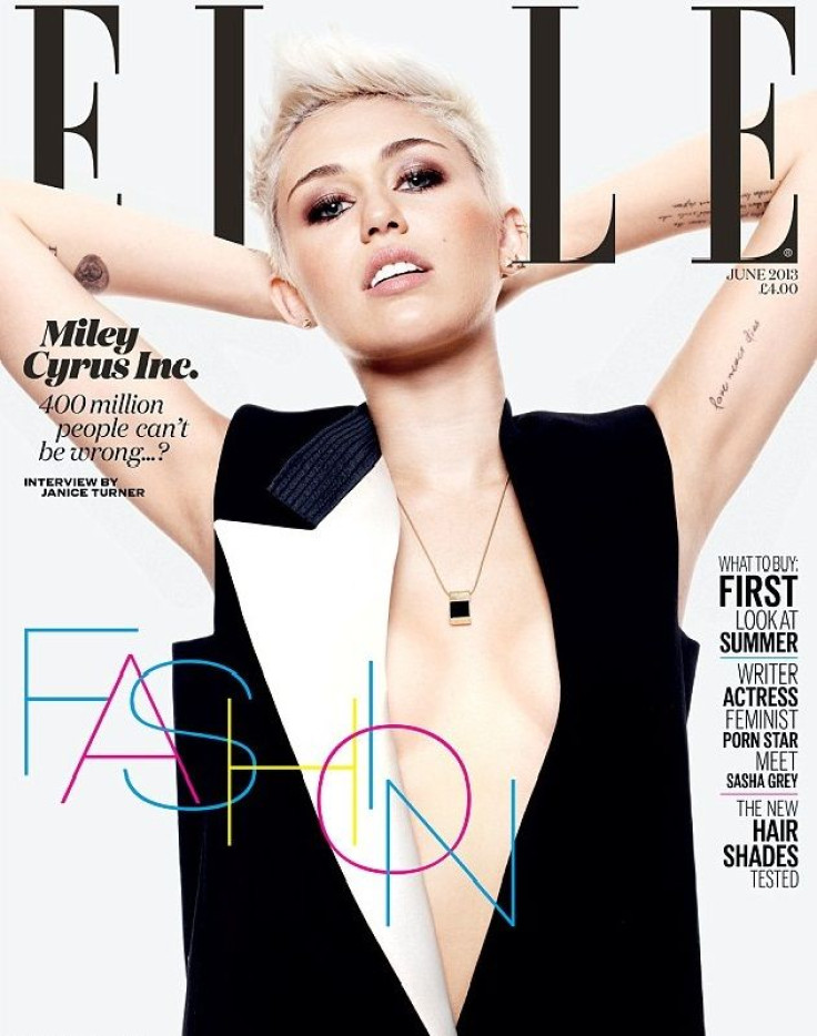 Miley Cyrus on the cover of the June issue of Elle UK.
