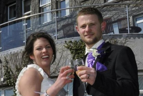 Kylie and Russel Cox before the wedding reception.
