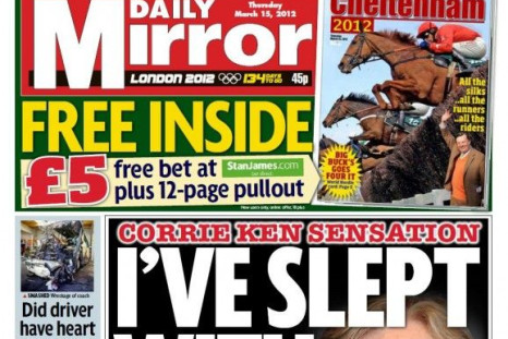 William Roache on the cover of the Daily Mirror