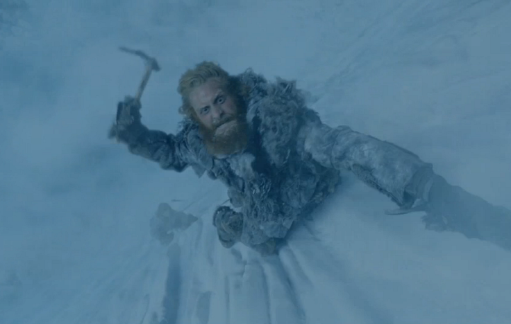 Tormund Giatsbane climbing the Wall in episode 6, "The Climb"