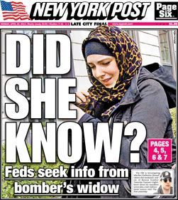 Katherine Russell Tsarnaev on the cover of the New York Post