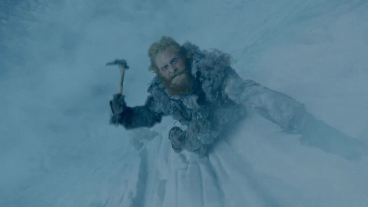 Tormund Giantsbane climbing the Wall in episode 6, "The Wall"