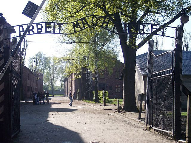The entrance to Auschwitz