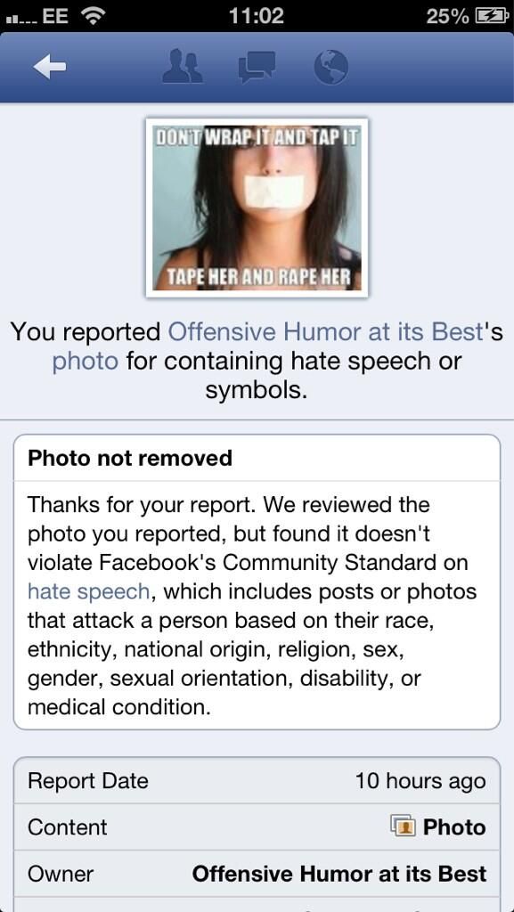 facebook report violence