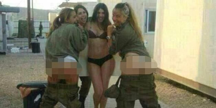Israeli female soldiers on the militray base.