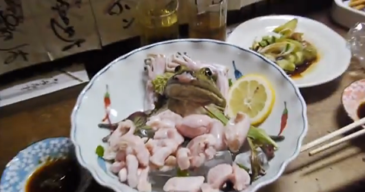 A plate of live frog sushi in Japan