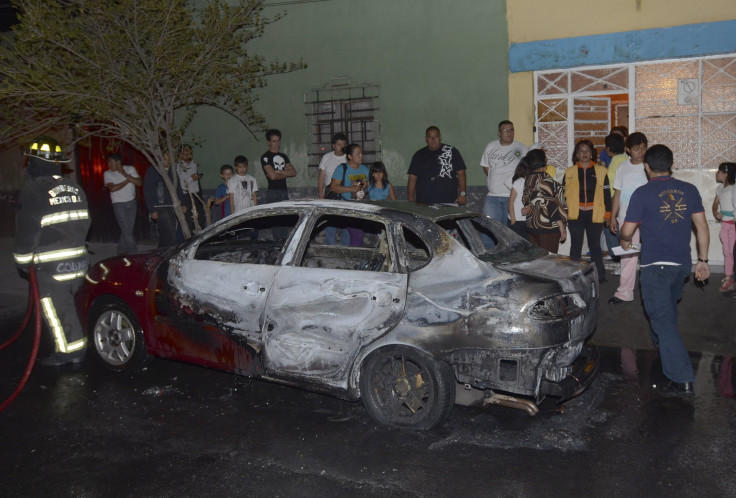Torched car in Tepito.