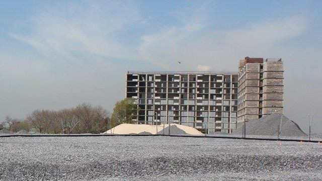 This 11-story apartment building no longer stands on Governors Island.