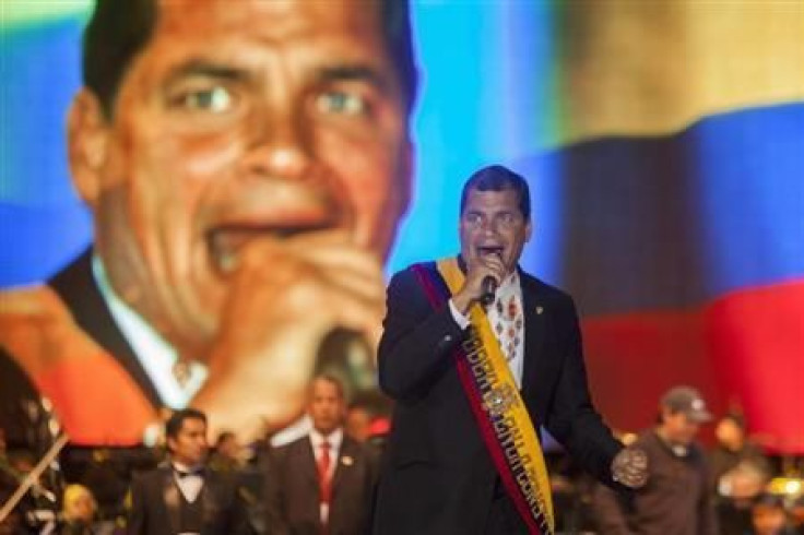 Ecuadorian president Rafael Correa at his May 2013 inauguration ceremony.
