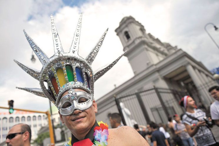 A scene from a march in Costa Rica on Sunday in support of gay marriage.