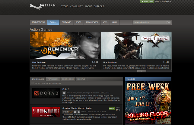 Homepage of Valve's annual Steam Summer Sale which is currently live!