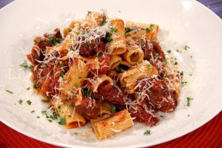 Rigatoni with sausage in red sauce