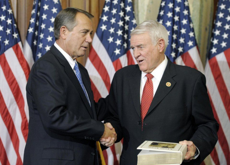 Rep. John Carter (R-Texas), a member of the House Gang of Seven, and House Speaker John Boehner in April.