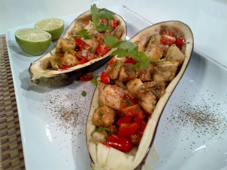 Eggplant sauteed with cherry tomatoes and parsley