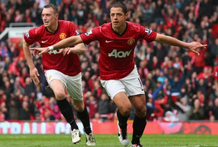 Chicharito in his first official game with Manchester United in 2010.