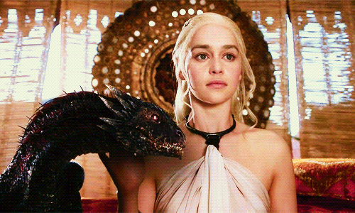 Daenerys Targaryen with one of her three dragons, Drogo, in season 3. Check out what "Game of Thrones" looks like without special effects. 