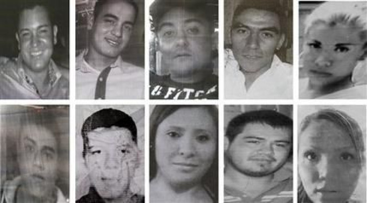 A composite of images of 10 of the 12 kidnapped young people made from flyers produced by their families.