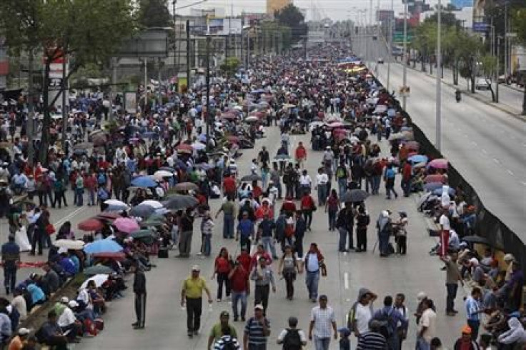 Teachers blocked the highway to Mexico City's international airport to protest the education reforms last week.