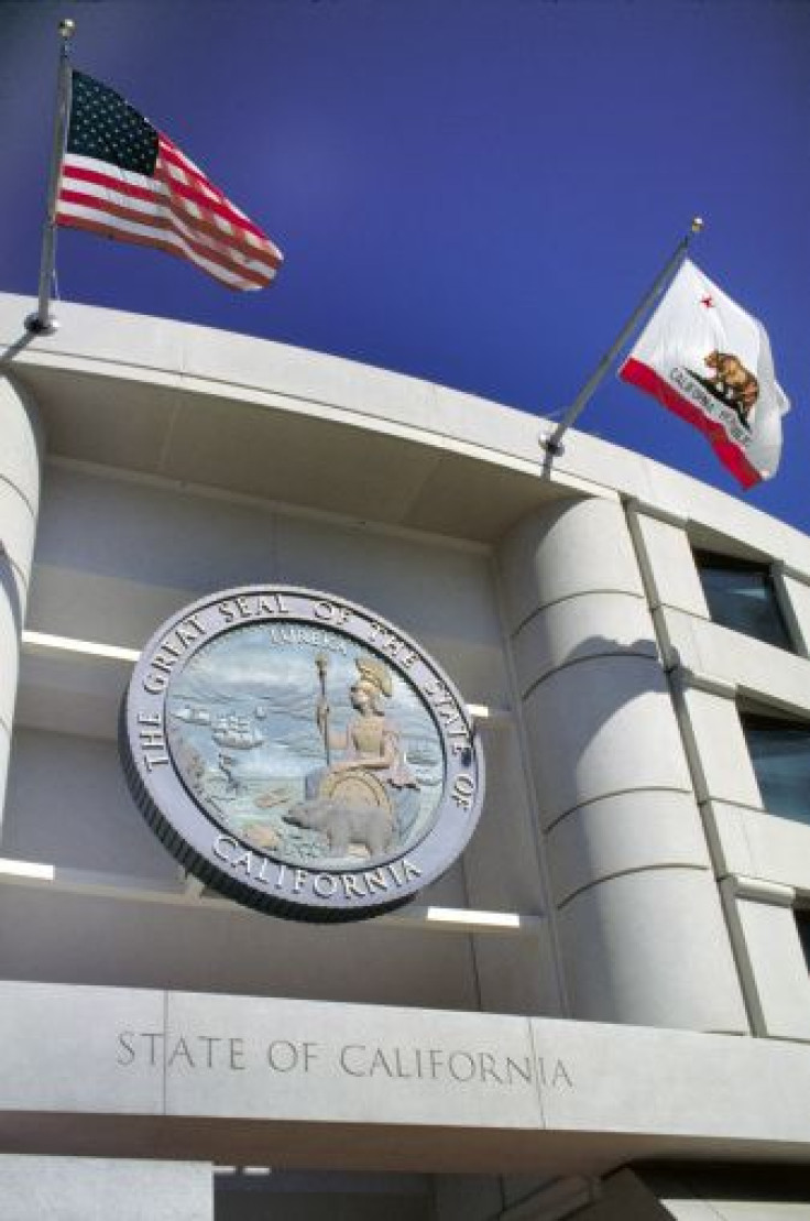 California state seal and flag.  