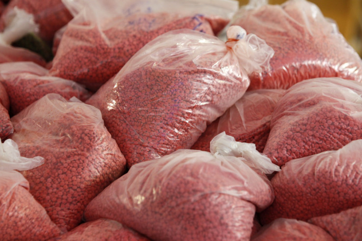 Bags of methamphetamine pills seized near Bangkok in June 2013.