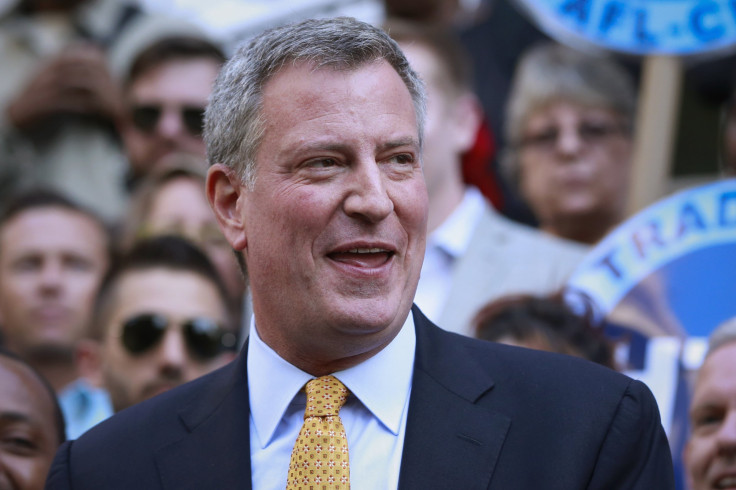 Bill de Blasio speaks at a campaign event on September 17 after receiving the support of City Council Speaker Christine Quinn.