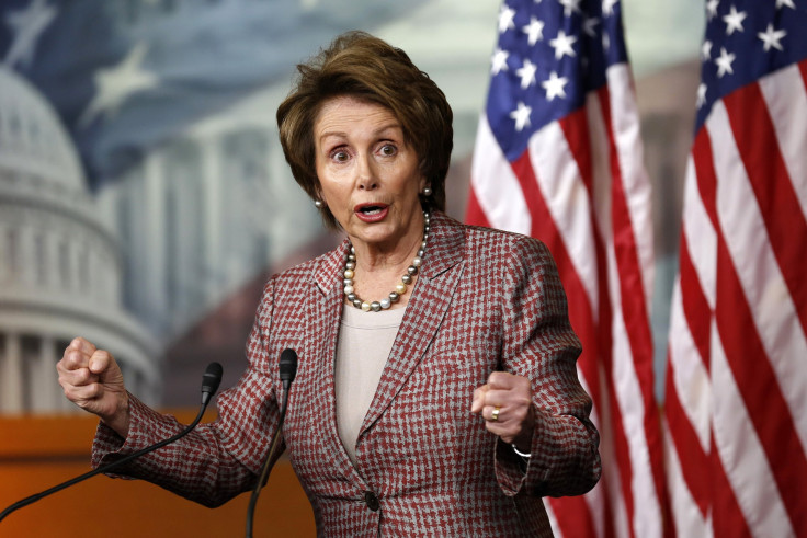 House Minority Leader Nancy Pelosi speaks to reporters at the Capitol in Washington in March.