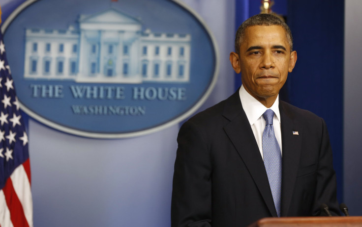 U.S. President Barack Obama finishes a statement to the media about the government shutdown in the briefing room of the White House in Washington.