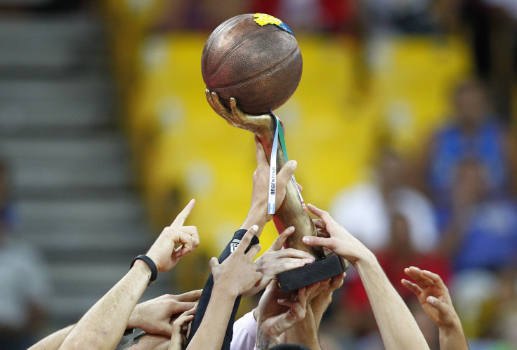 Members of Mexico's national basketball team celebrate with their trophy after winning the FIBA Americas Championship in September.