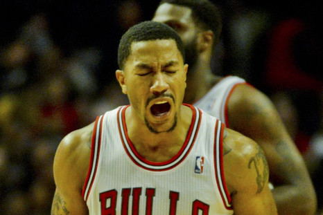 Derrick Rose yells after scoring against the Pacers on Oct. 18.