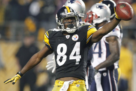 Pittsburgh Steelers Antonio Brown celebrates a first down against the New England Patriots in 2011.