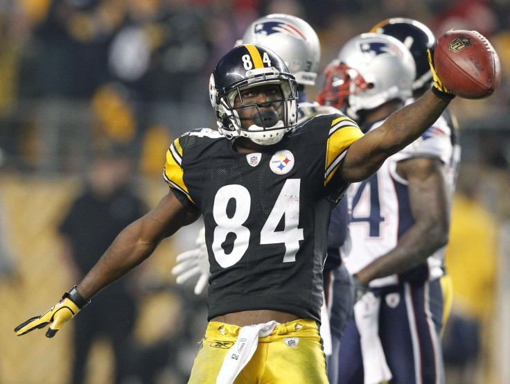 Pittsburgh Steelers Antonio Brown celebrates a first down against the New England Patriots in 2011.