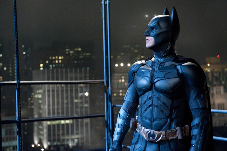 Christian Bale wearing the iconic Batsuit in Christopher Nolan's final film of the Batman trilogy, "The Dark Knight Rises."