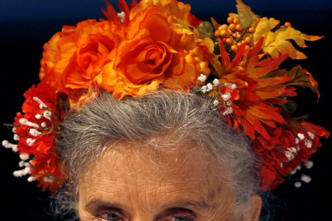 Mexican writer Elena Poniatowska smiles after receiving the International Novel Prize Romulo Gallegos for her novel "El Tren Pasa Primero" which means "the train goes first" in Caracas August 2, 2007.