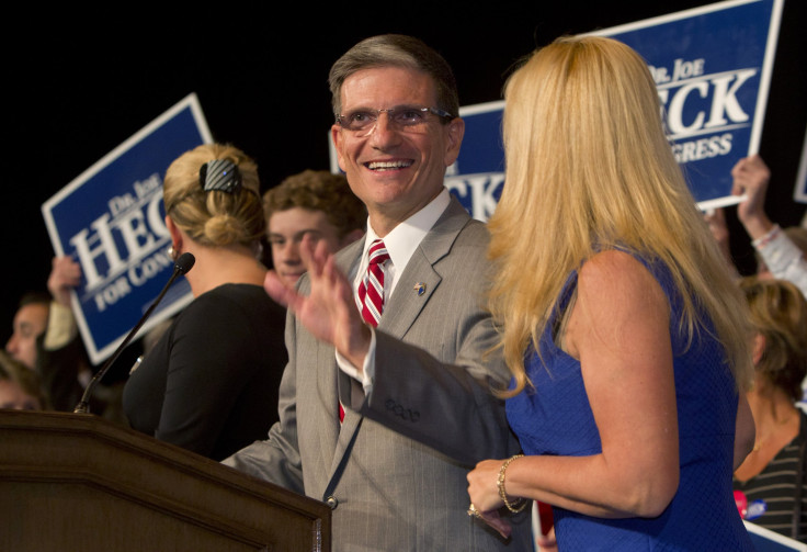Rep. Joe Heck (R-NV) arrives to thank supporters after being elected, during a Republican election night party at the Venetian Resort in Las Vegas, Nevada, November 6, 2012.