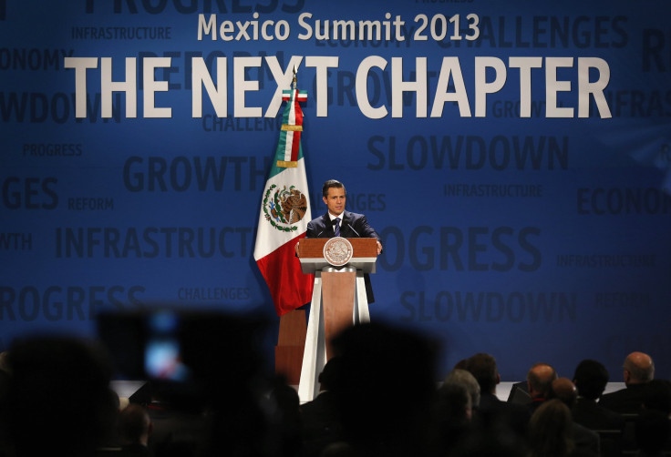 Mexico's President Enrique Pena Nieto addresses the audience during The Economist's Mexico Summit 2013 in Mexico City November 7, 2013. 