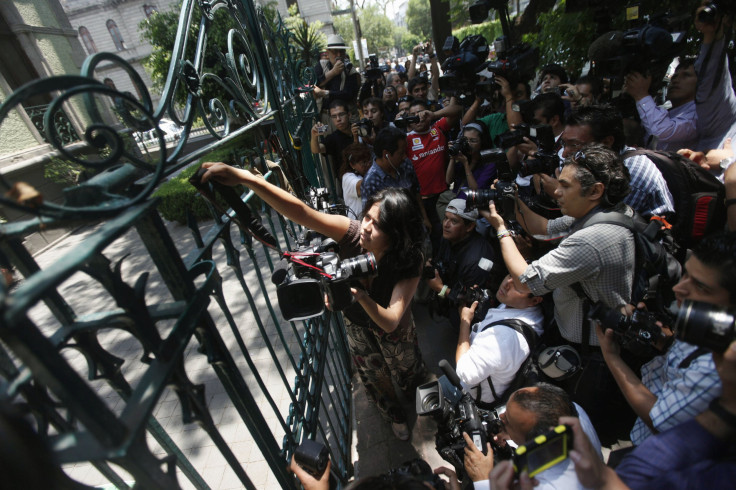 Journalists protest in Mexico City.
