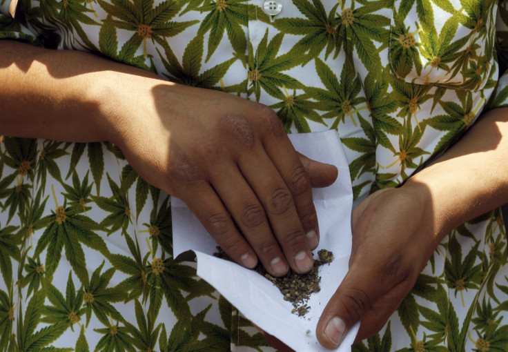 A pro-pot-legalization protestor in Mexico City.