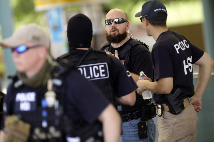 ICE agents during a raid in Phoenix.