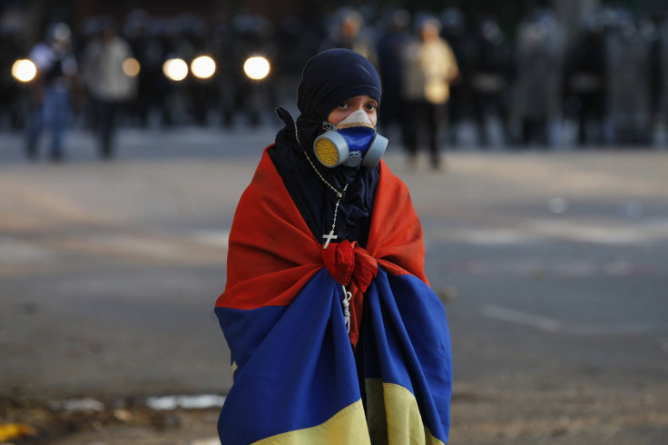 An opposition protestor in Caracas.