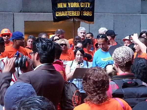 Protestors in the Financial District in NYC.