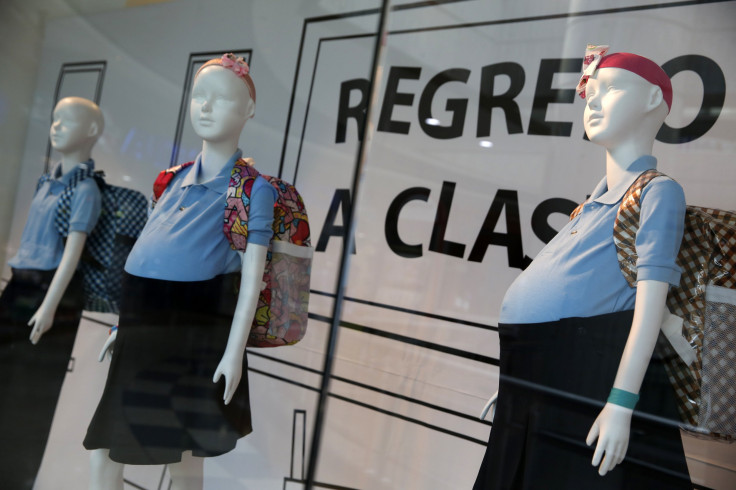 Mannequins of pregnant schoolgirls 