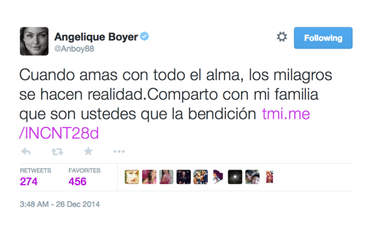 Angelique Boyer Baby Announcement