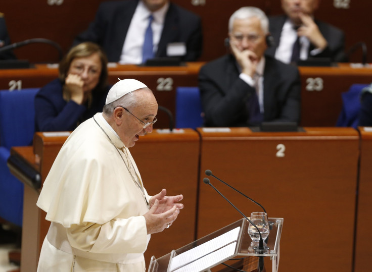 Pope Frances addressing European leaders in Strasbourg,