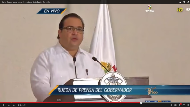 Javier Duarte habla sobre el asesinato de Columba Campillo