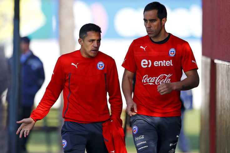 Chile's Alexis Sanchez and Claudio Bravo