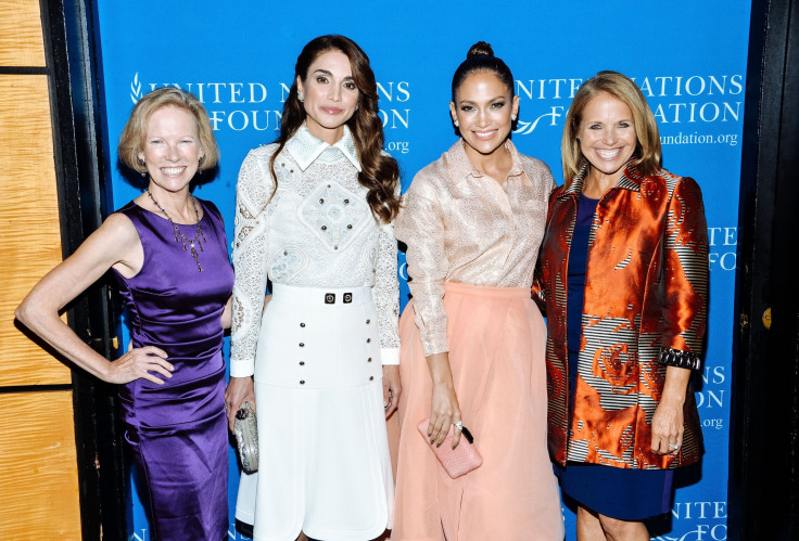 Kathy Calvin, President and CEO, UN Foundation, Queen Rania of Jordan, Jennifer Lopez and Katie Couric