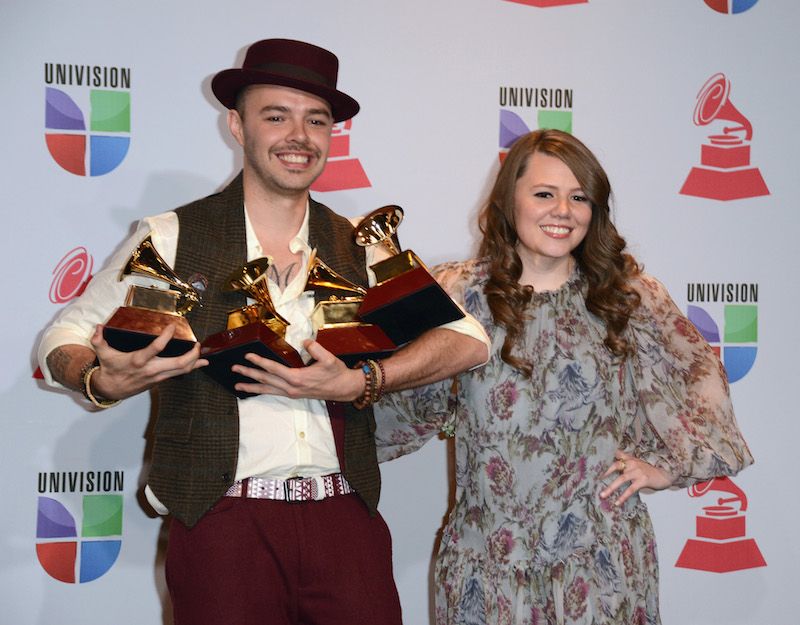 Jesse  Joy And Their Haul Of Trophies At The 2012 Latin GRAMMY Awards 