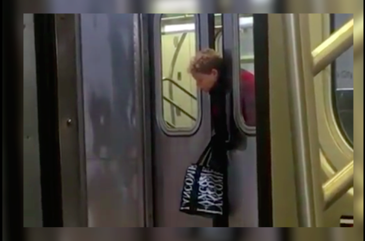 Women gets caught in the train