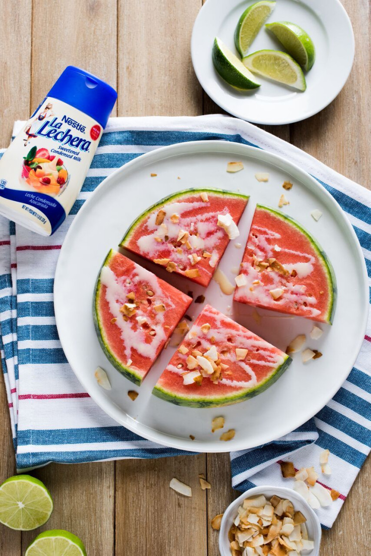 Watermelon Slices w Sweetened Condensed Milk Drizzle