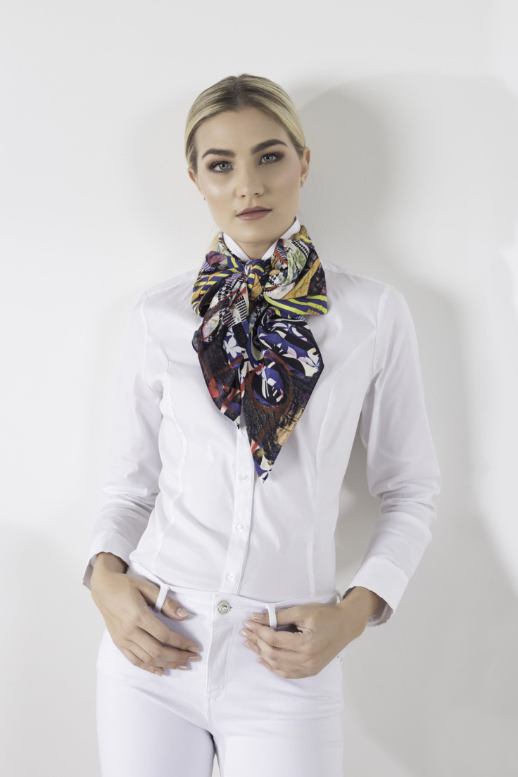Hue Silk Scarf - Blue Gold Star Print